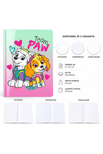 Ingift Caiet A4 Personalizat Paw Patrol Team – 60 Foi, Matematica