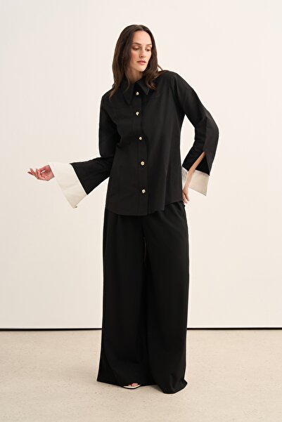 EBU Prive Women's Contrast Fit Form Shirt Black