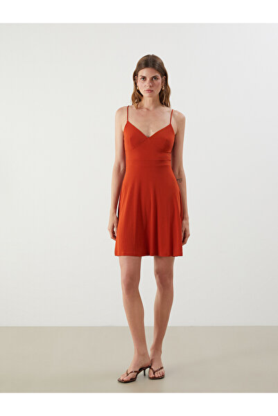 LC Waikiki Two Mt Shop Quality A-Line Dress with Heart-Shaped Neckline and St...