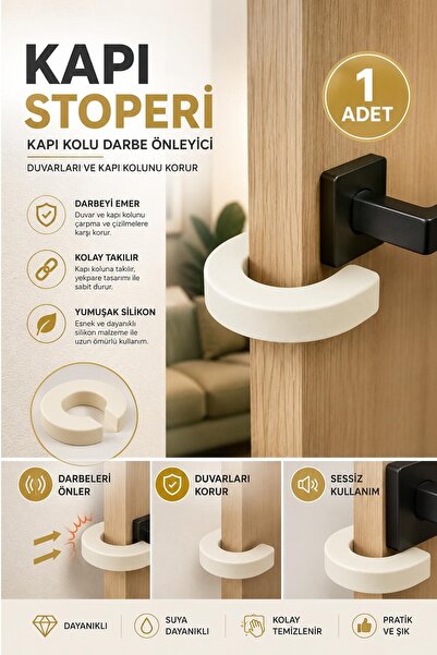 Kitchen Beauty Beyaz Kapı Güvenliği Kapı Stoperi, Kapı Durdurucu 1 Adet