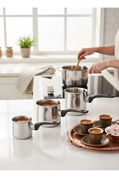 Trust 3-Piece Stainless Steel Coffee Warmer Set Silver/Black 240ML, 510ML & 6...