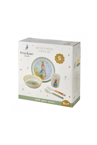 Petit Jour Paris Set de 5 piese pentru masă și tacâmuri Peter Rabbit