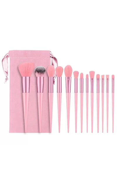 Generic Brand Top Bottom Set of 13 Professional Makeup Brushes with Case – Pink
