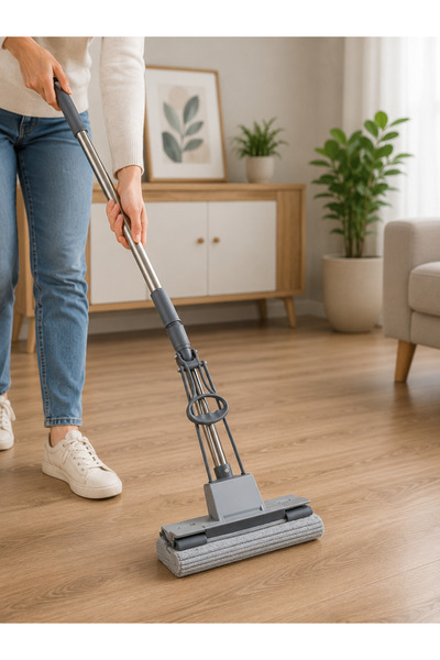 wei HOME Mop cu Mâner de Stoarcere din Inox 27 cm – Curățare Rapidă și Fără E...