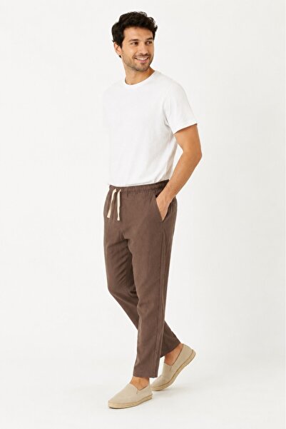 Mulberry Muške lanene pantalone | Prirodne, prozračne, vezane, opuštenog kroj...