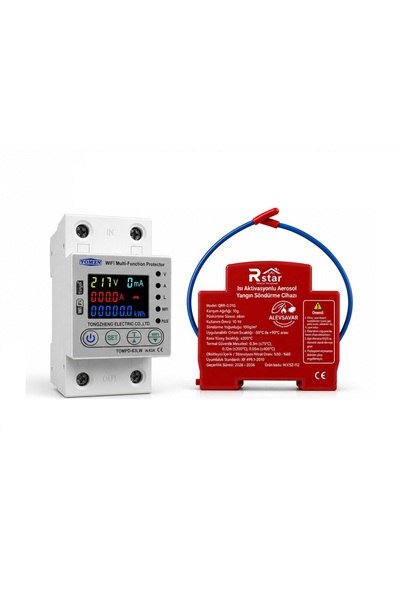 Rstar TOMZN WiFi Akıllı Kaçak Akım Koruma Rölesi + Otomatik Aerosol Yangın Sö...