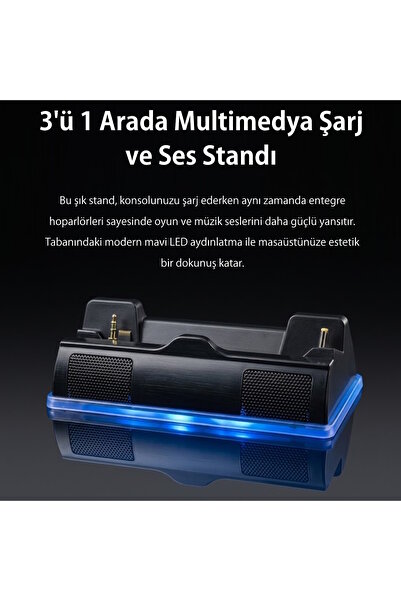 WOTOBE PSP 3000/2000 Uyumlu 3in1 Mavi Led Işık Hoparlörlü Şarj Standı - WT-P32