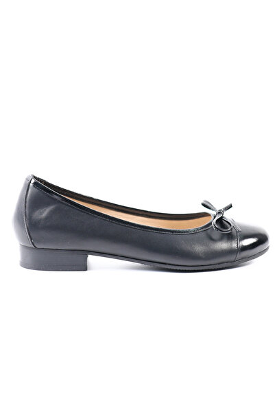 Tuna Genuine Leather Black Ballerina Women's Shoes - Z2561
