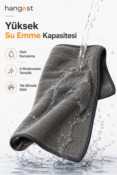 HANGAST Premium Microfiber Cleaning Cloth 50X70 cm |   Non-Marking Multi-Purpose Glass, Vehicle, Kitchen, Bathroom, Screen Cleaning Cloth Gray
