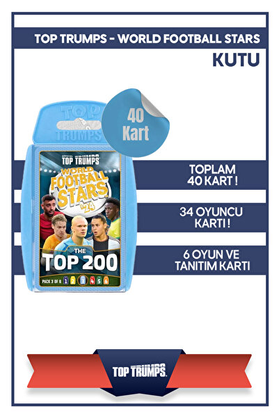 Mythos Cards DÜNYA FUTBOL YILDIZLARI TOP 200 TOP TRUMPS KART OYUNU – AÇIK MAV...