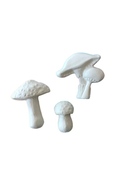 OEM Plaster figurine set for painting, Mushrooms x 3, ~6 cm