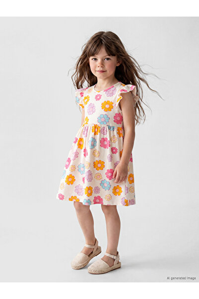 LC Waikiki Trendlucky Girl's Dress with Floral Pattern with Difference