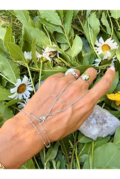 Merishe Jewerly Silver Şahmeran Bead Chain with Stones Stainless Steel