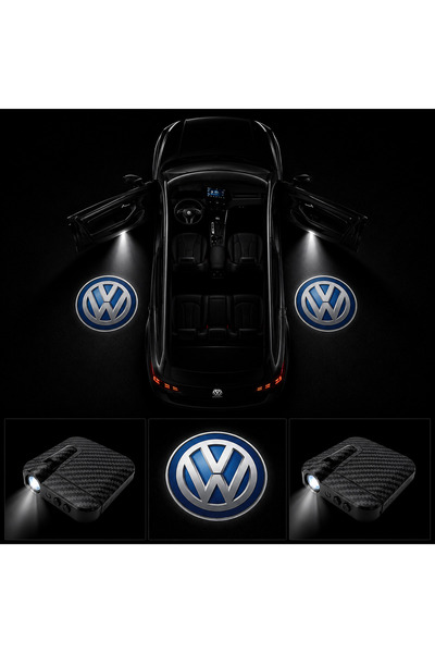 Oto Çizgi Volkswagen Kapı Altı Logo Projektör Led Işığı 2'li Set Pilli Kablos...