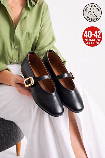 AlbiShoes حذاء باليه نسائي أنيق بإبزيم مطاطي ونعل تشريحي ناعم ومريح، مقاس كبي...
