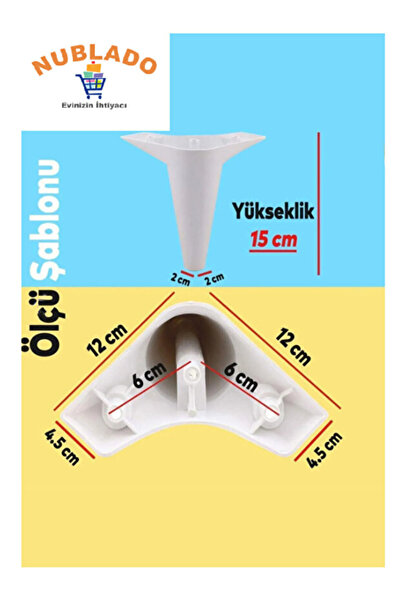 NUBLADO 6’lı Mobilya Ayak Seti 2 Orta Destek Ayak + 4 Normal Ayak 15 cm 6 Parça Mobilya Ayak Seti