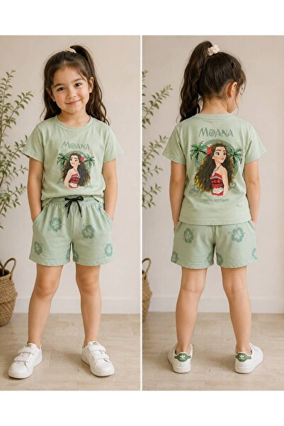 MİNİ BEBE KİDS MOANA BASKILI KIZ ÇOCUK ŞORTLU TAKIM