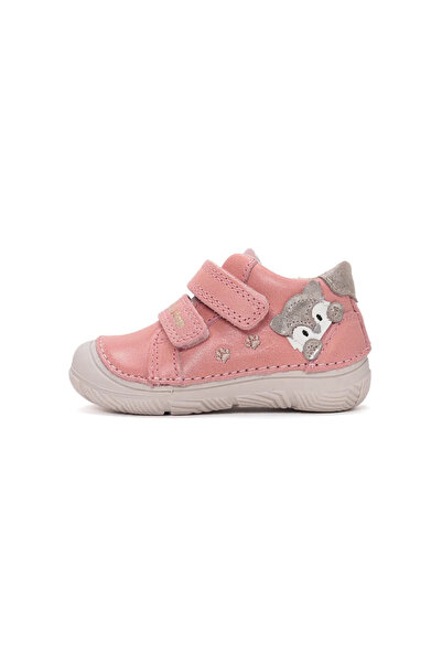D.D.step Pantofi din piele pentru copii, roz cu vulpe DD Step