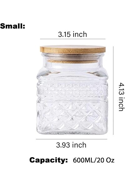 EXCEFORE Medium Vintage Glass Airtight Storage Jar, 1200ml Square Glass Canis...