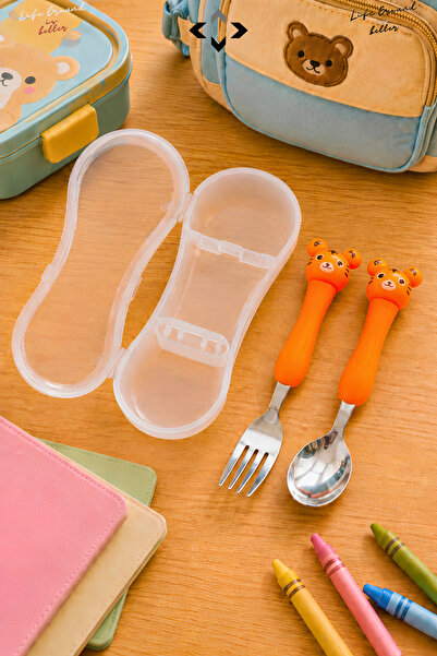 LİGROUND Boxed 3D Figured Children's Fork Spoon Set Stainless Steel Ergonomic...