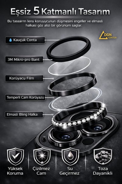 FMK iPhone 16 Plus Compatible Premium Stone Camera Lens Protection