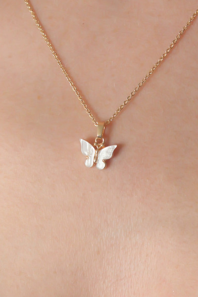 Generic Brand Gold White Color Butterfly Figure Women's Necklace