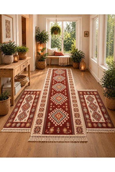 Horecahome Set 1+2 Covoare tradiționale din iută, 1 bucată 80 x 300 cm + 2 bu...