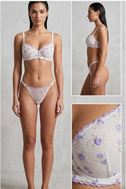 SUDEM STORE Destekli Nakış İşlemeli Toparlayıcılı İç Çamaşırı Takımı