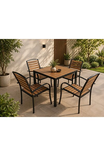 N.zone Modern Outdoor Dining Set with Table and 4 Chairs, Weather-Resistant M...