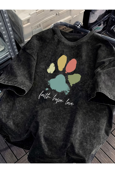 HOFFNUNG Unisex Oversize Vintage Washed Street Style Μόδα του δρόμου Βαμβακερ...