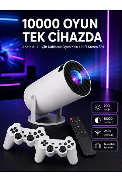 Lisinya 4K Wireless Çift Kollu Kumandalı Oyun Projeksiyonu Retro Video Oyunu ...