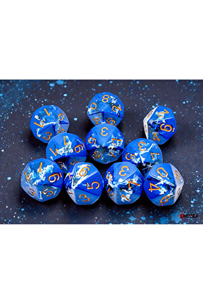 Chessex Brush Wavebreak Gold Set 10 D10 Dice