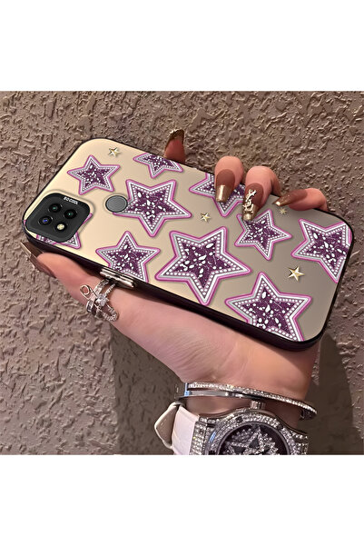 PATTERNOVA Redmi 9C/10A Uyumlu Yüksek kaliteli mor yıldız düz baskılı kılıf, ...