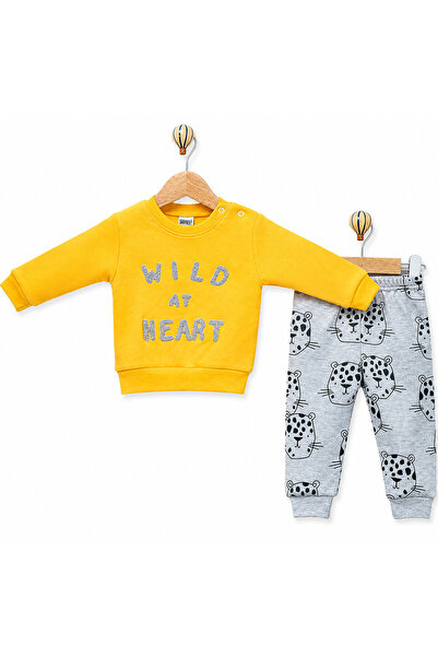 Mou&Kou Wild at Heart Patterned 100% Cotton Combed Cotton Baby Sweatshirt Pan...