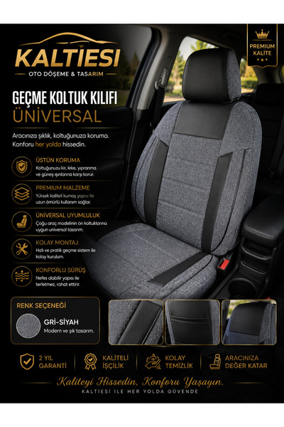 Universal Geçme Oto Koltuk Kılıfı Takımı Ön Arka Uyumlu Premium Kumaş