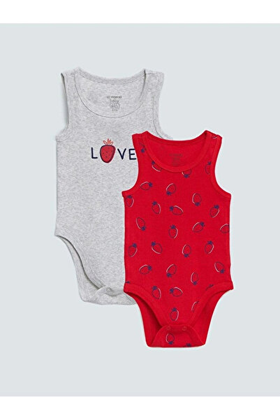 LC Waikiki Crew Neck Printed Baby Girl Snapback Bodysuit 2-Piece Set