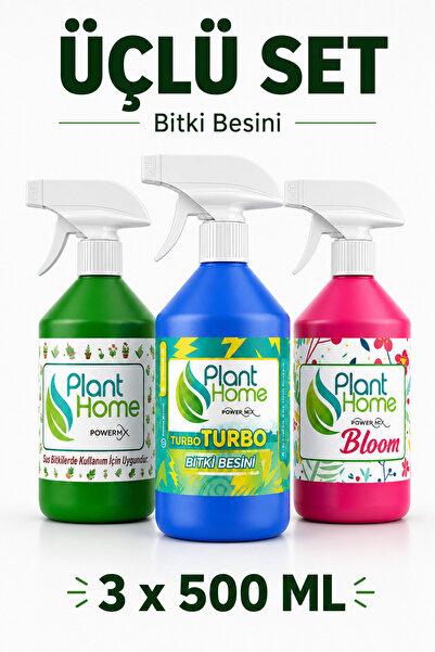 Plant Home Power Mix Sıvı Bitki Besini Seti Turbo Bloom ve Genel Bakım 3x500 Ml