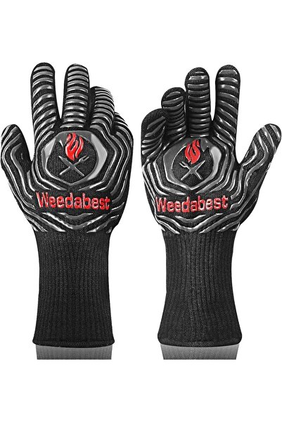 GENERAL Hot BBQ Gloves Heat Resistant Kitchen Oven Mitts Professional Long He...