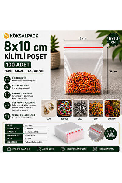 Köksal Pack KÖKSALPACK 8x10 cm Kilitli Poşet Şeffaf Kilitli Torba 100 Adet | ...