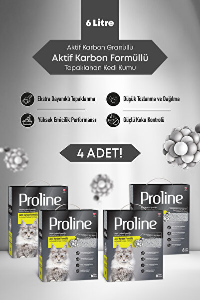 Proline Aktif Karbon Tanecikli Kedi Kumu 4X6lt.