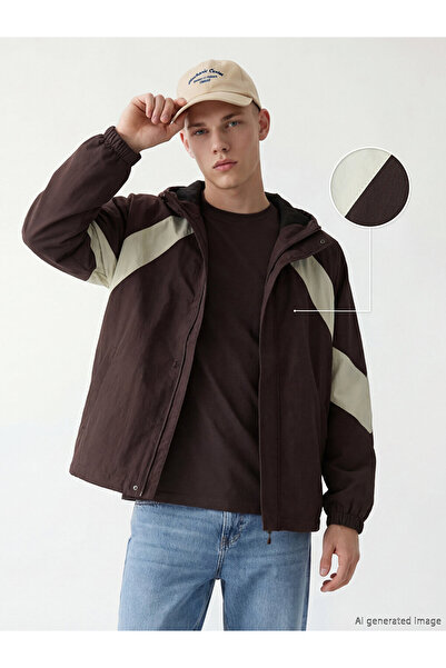 LC Waikiki Brown Relax Fit Hooded Men's Raincoat