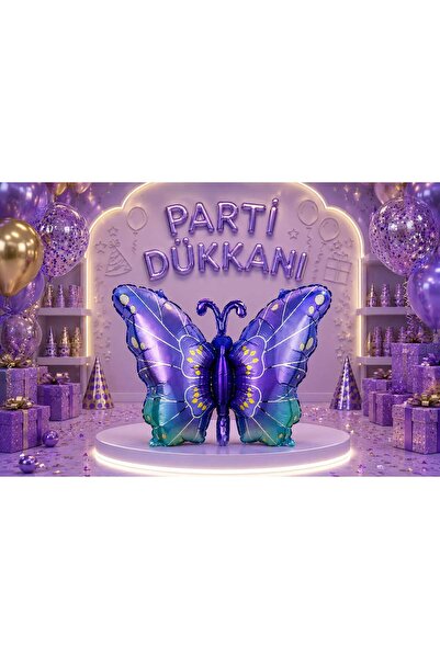 Parti Dükkanı Purple Blue Butterfly Foil Balloon 79 X 53 cm Helium Compatible...