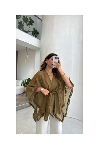 manana fashion Kimono cu curea și ciucuri