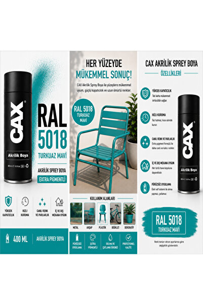 caxcolors CAX AKRİLİK SPREY BOYA SANDALYE - AHŞAP BOYASI RAL KODLU
