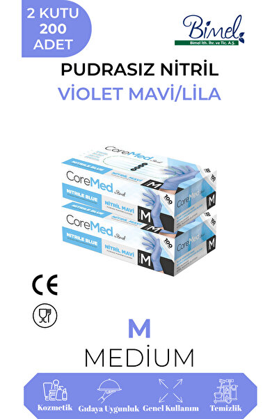 COREMED Nitril Lila Examination Gloves m - 2 Packs of 100 Pieces