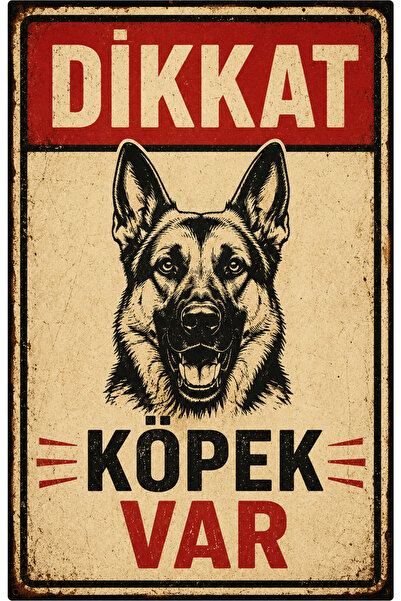 Lucena Retro Caution Dog Present Metal Sign Decorative Warning Sign 15X20 cm