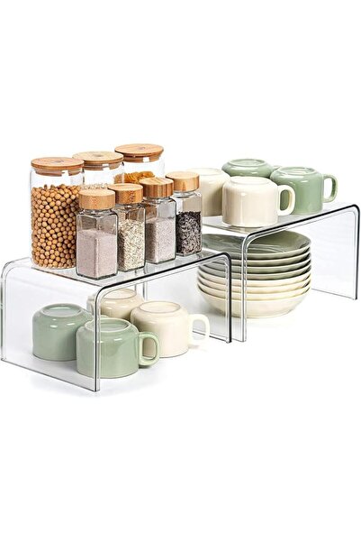 Yelajoy Clear Cabinet Organizer, Shelf Organizer Set of 2 for Kitchen Pantry ...