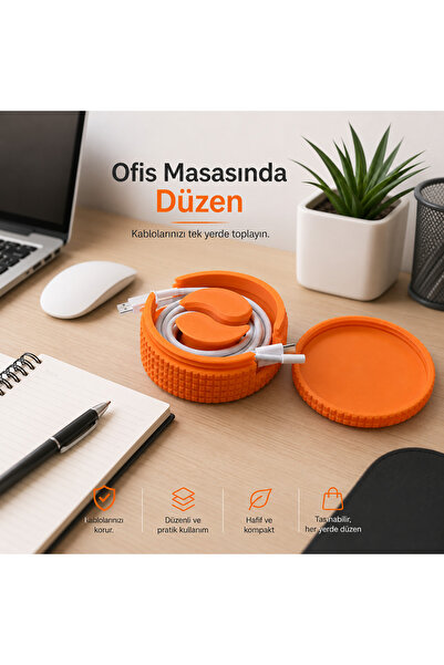 ZENVIA3D Taşınabilir Yuvarlak Kablo Düzenleyici ve Saklama Kutusu – Type-C, Ş...
