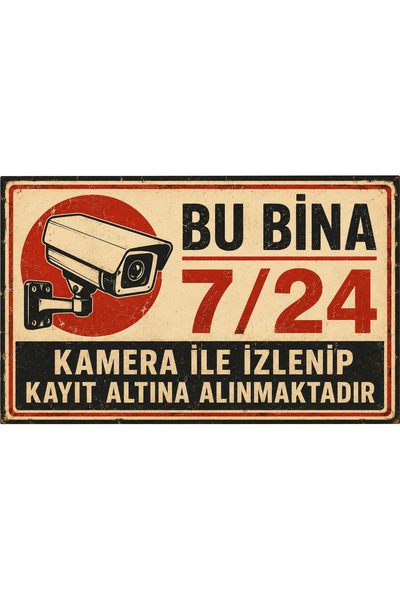 Lucena Retro Metal Warning Sign This Building Is under 24/7 Camera Surveillan...