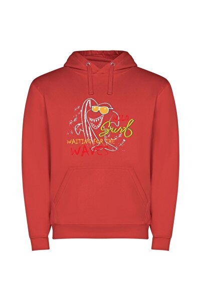 iLovePrints Wild Wave Escape Φούτερ με κουκούλα σε χρώμα Κόκκινο
